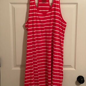 Old Navy Bright Coral and White Striped Racer Back Dress Size XXL